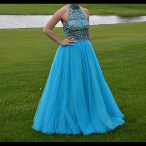 Beautiful Turquoise 2 piece prom dress
